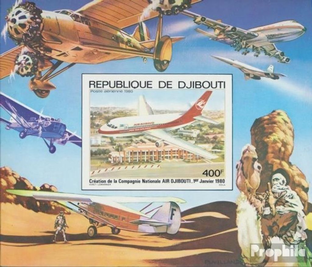 Briefmarken Dschibuti 1980 Mi Block15B (kompl.Ausg.) postfrisch Gründung AIR DJIBOUTI