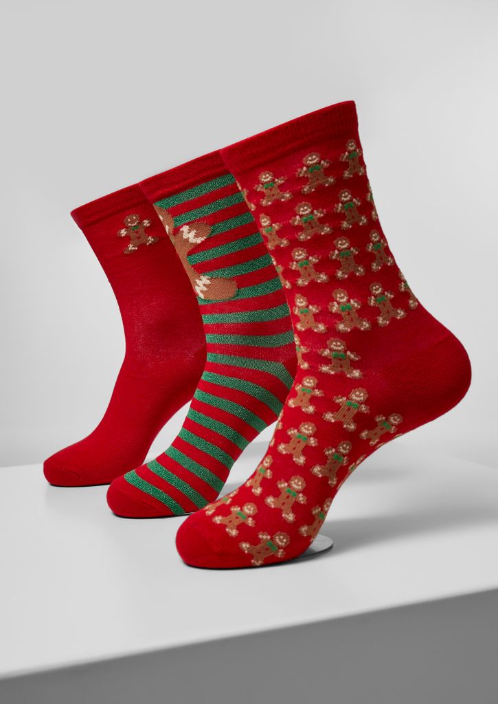 Urban Classics Socken Christmas Gingerbread Polyester Socks 3-Pack Multicolor-39-42