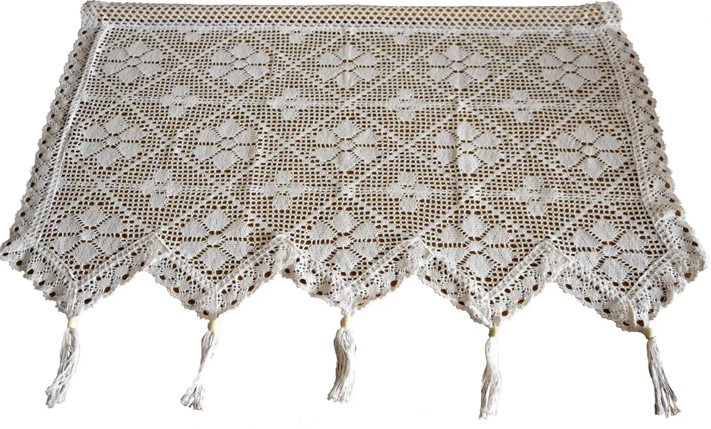 Rideau blanc crocheté 60/150 - Texture coton douce et motifs ajourés
