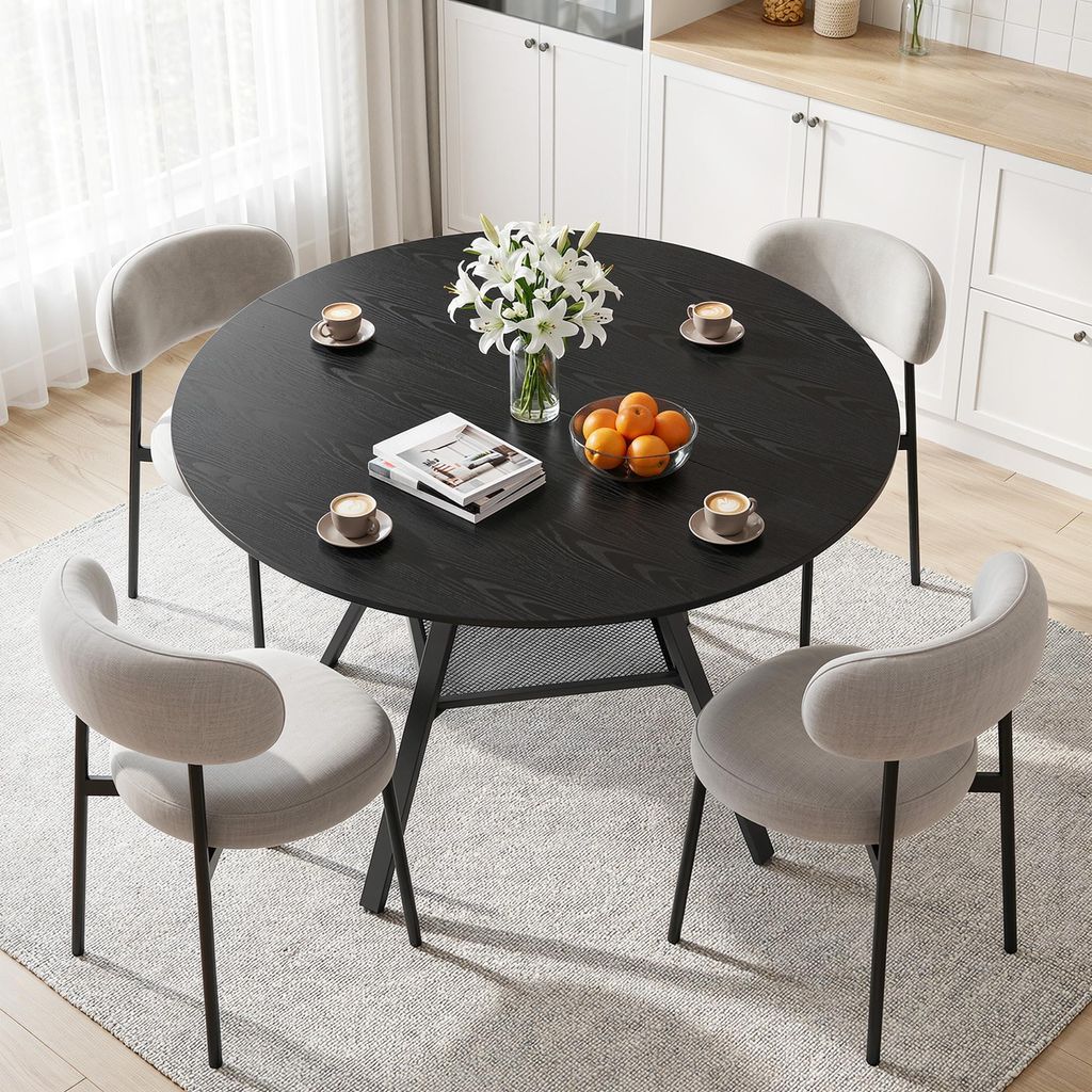 BEALIFE Runder Esstisch 120 cm Ø | Für Esszimmer, Balkon & kleine Wohnungen | Schwarz TB6712