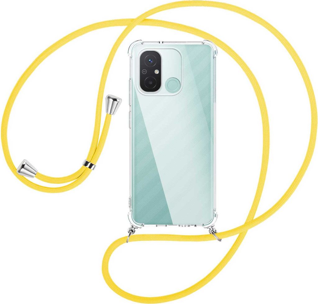 Handykette Backcover-Schutzhülle mit Band (Metall silberfarben) für Xiaomi Redmi 12C (6.71'') - gelb
