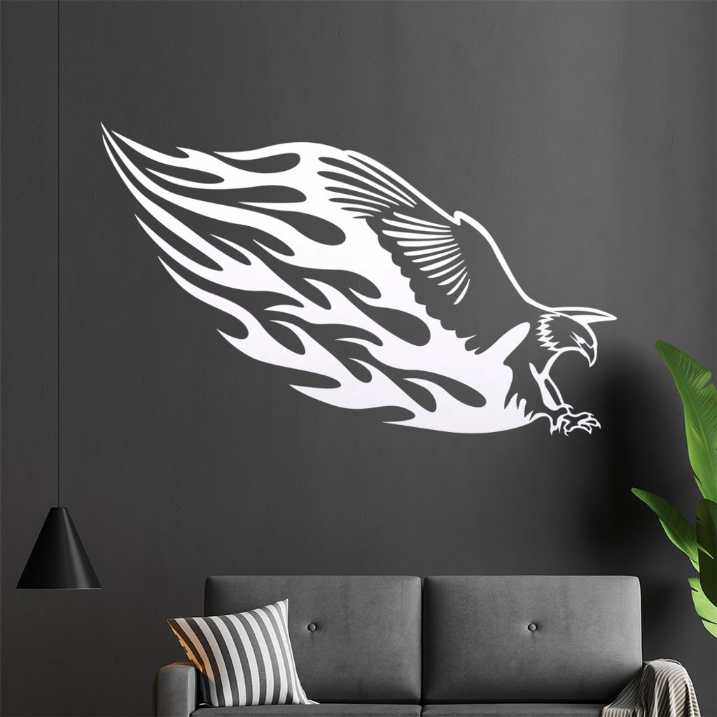 Flammen Adler Wandtattoo in 6 Größen - Wandaufkleber Wall Sticker - Dekoration, Küche, Wohnzimmer, Schlafzimmer, Badezimmer