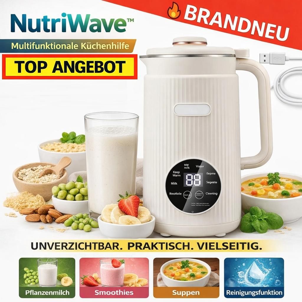 NutriWave Pflanzendrinkbereiter Smoothie Maker Mixer Suppenbereiter All-in-One 1,2L