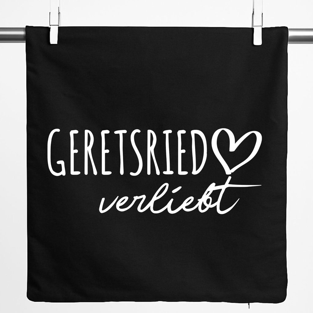 Huuraa Kissenbezug Geretsried verliebt 40x40cm Black Baumwolle Dekokissenbezug Geschenkidee