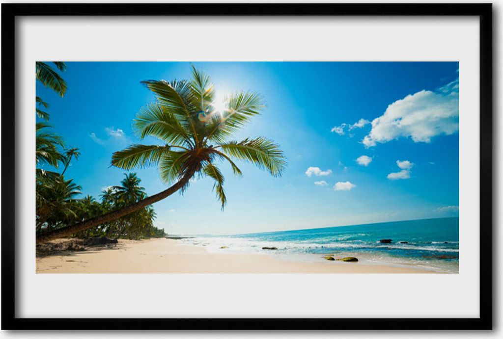 Bild 60x40 MDF-Rahmen Wandkunst Palme-Strand-Landschaft
