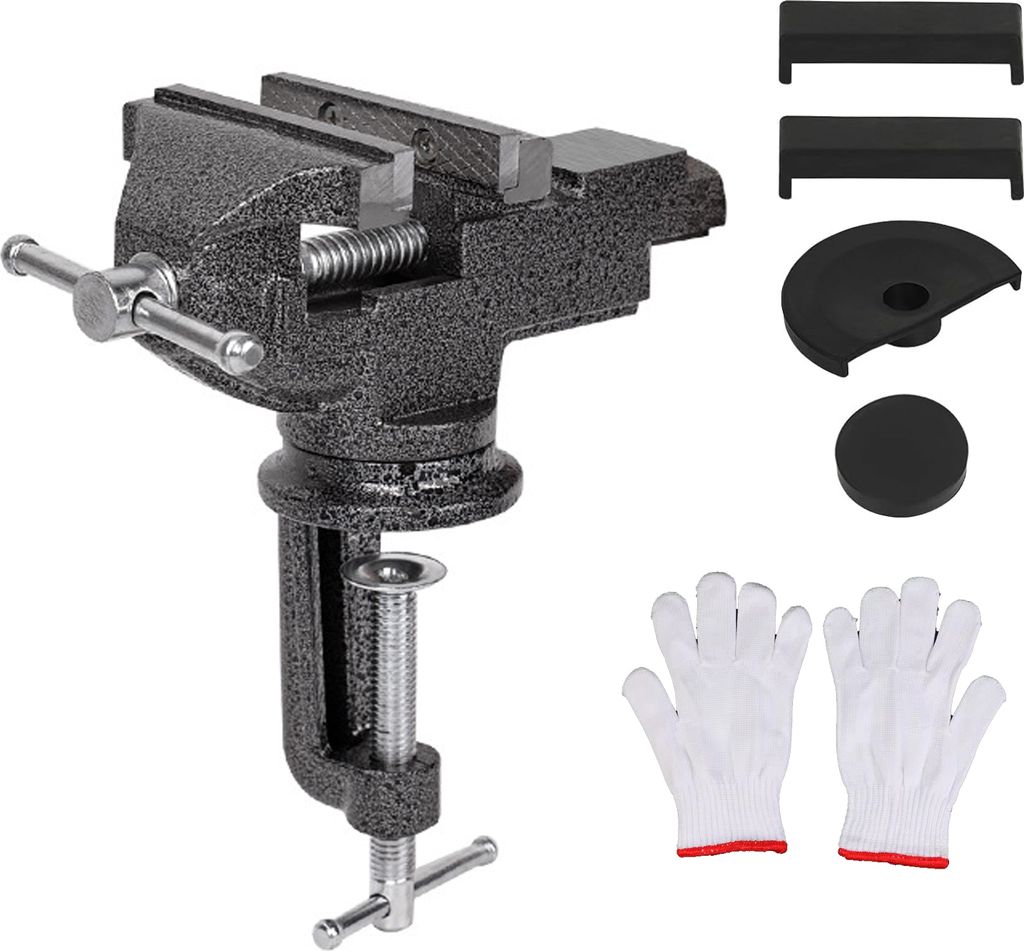 ENJOYWOOD Universal Schraubstock, 3,15 Zoll Tischklemme, 360°-Schwenkbasis, kleiner Schraubstock für Heimgebrauch, robuster legierter Stahl