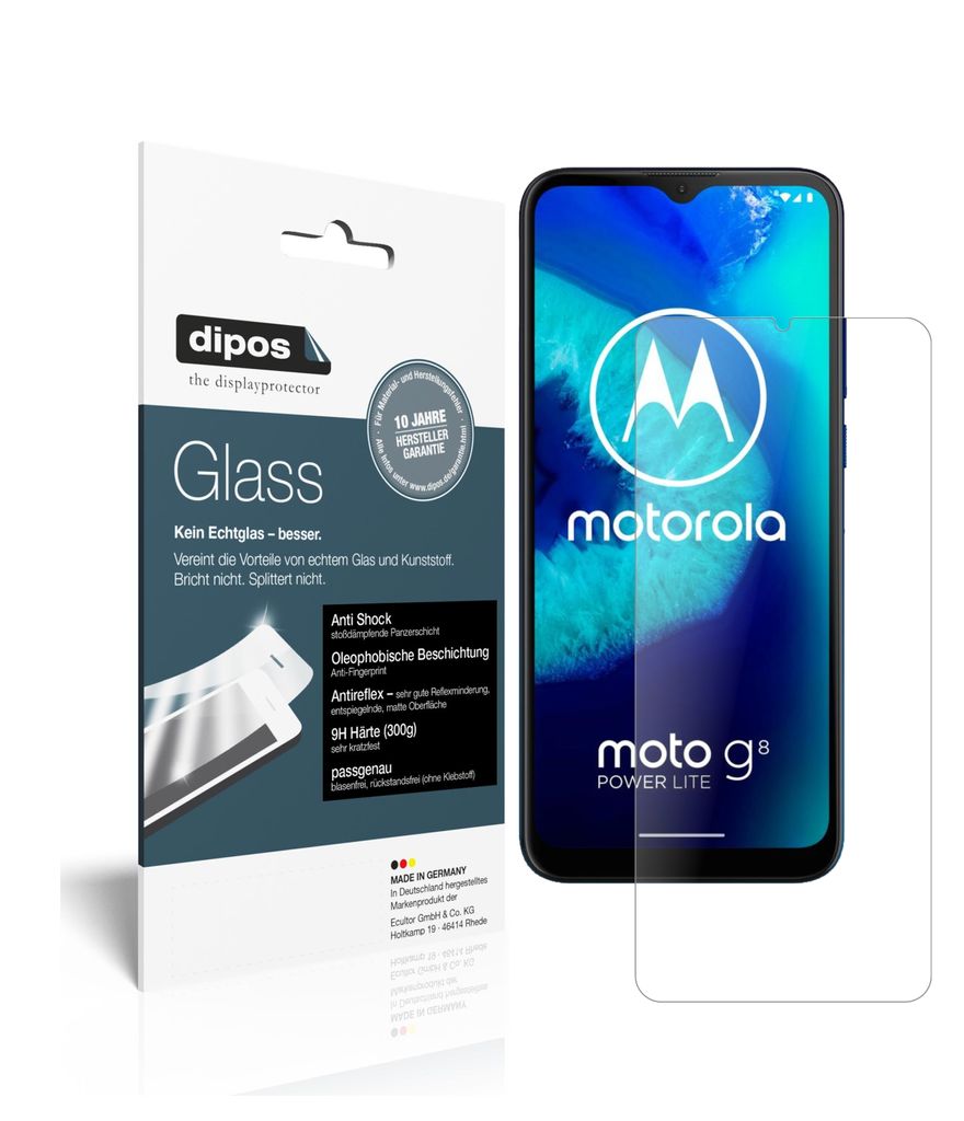 1x Schutzfolie für Motorola Moto G8 Power Lite matt - Anti-Shock 9H Folie dipos Glass Kunststoffglas
