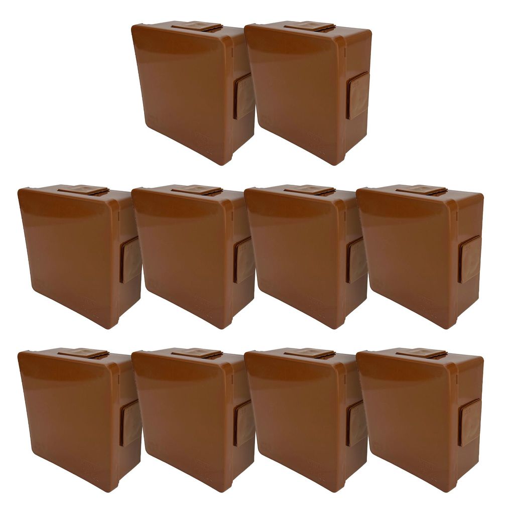 10x Aufputzdose 86x86x40mm IP55 4 Einführungen Klick-Gummidurchführungen braun VP-01 EDO777906 EDO Technic