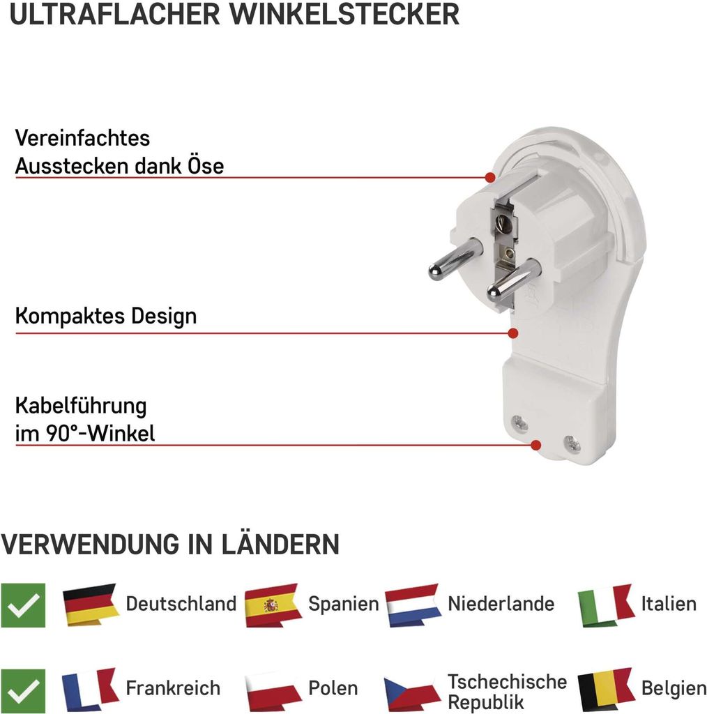 EMOS extraflacher Winkelstecker, flacher Produktbild 5