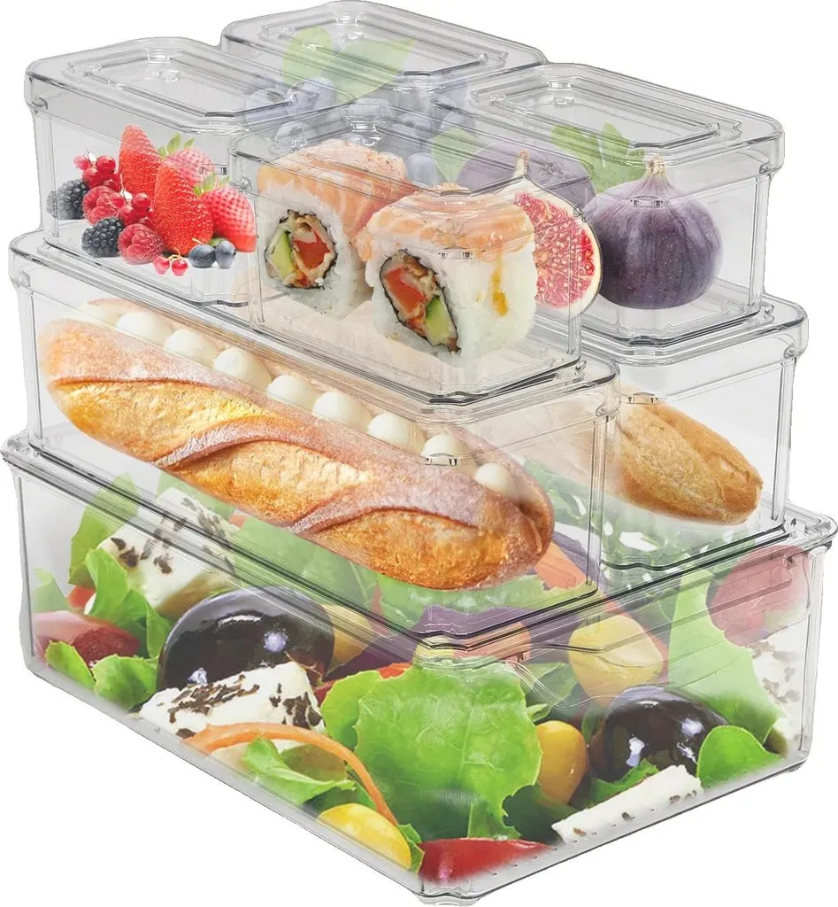 Set Organizzatori Frigo PET Alta Densità | Design Impilabile 3 Misure