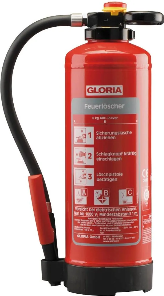 GLORIA ABC-Pulver Aufladefeuerlöscher P6PRO