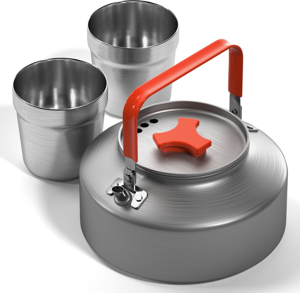 Outdoor-Teekanne mit Tasse Edelstahl Rostfrei Anti-Korrosions-Geschirr-Set Wasserkocher Camping Pinic Wandern