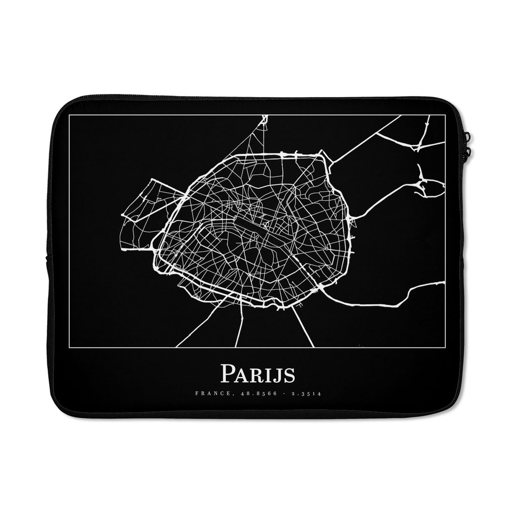 MuchoWow Laptop Hülle 17 Zoll Laptoptasche Paris - Karte - Stadtplan - Zipper - Schutzabdeckung