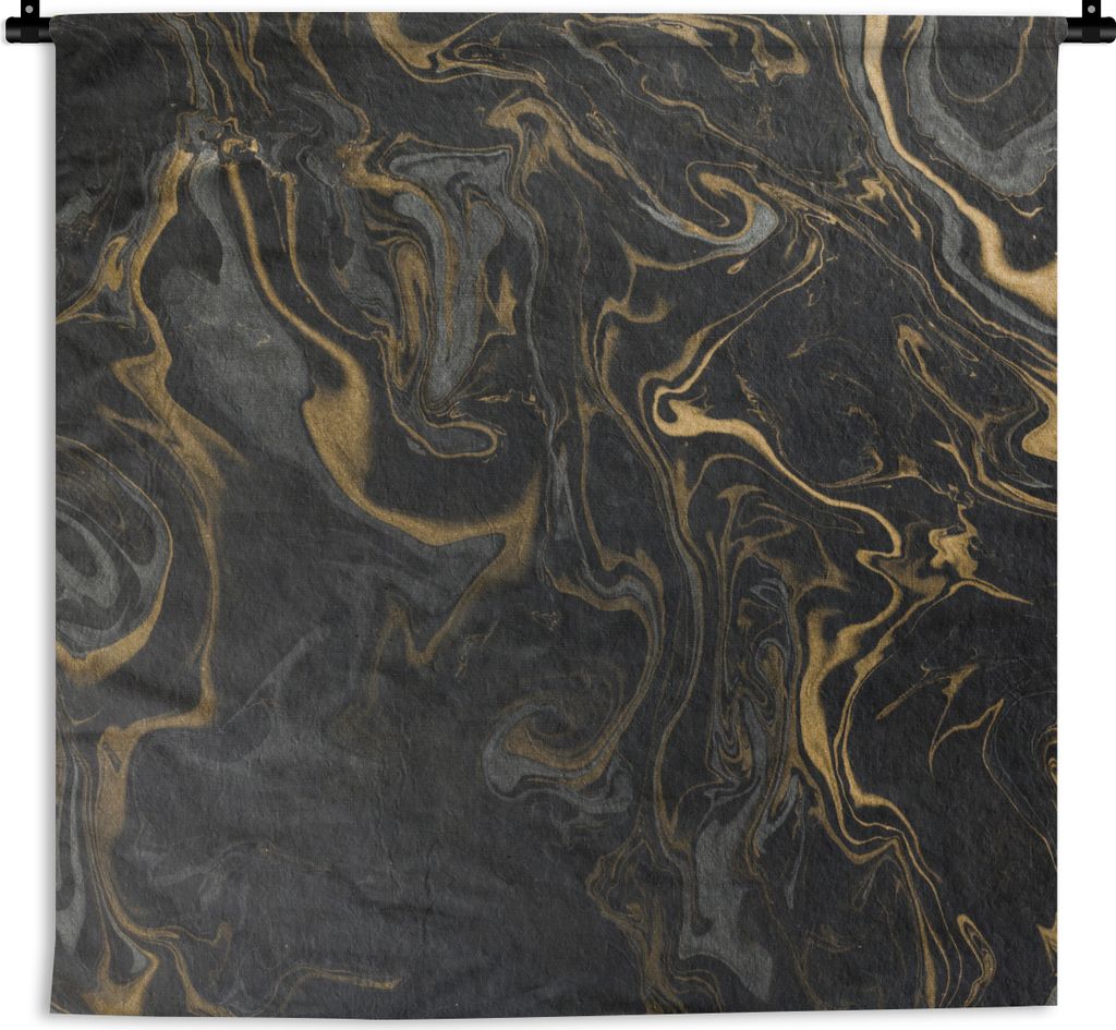 MuchoWow Wandteppich Wandbehang Marmor - Textur - Grau - Gold - Marmoroptik - Luxus 120x120 cm Tapisserie Dekoration Wandtuch - Modern - Baumwoll...