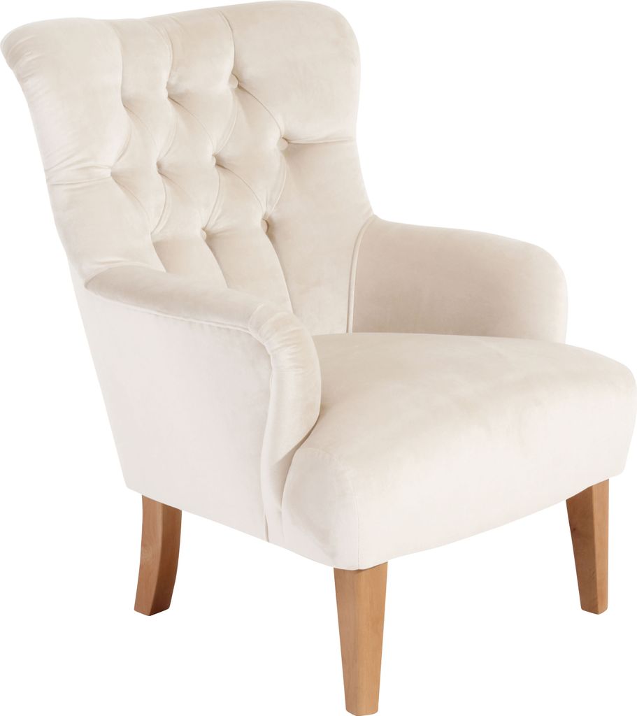 Max Winzer Sessel Brandon - Samtvelours creme - Maße: 71 x 82 x 97 cm