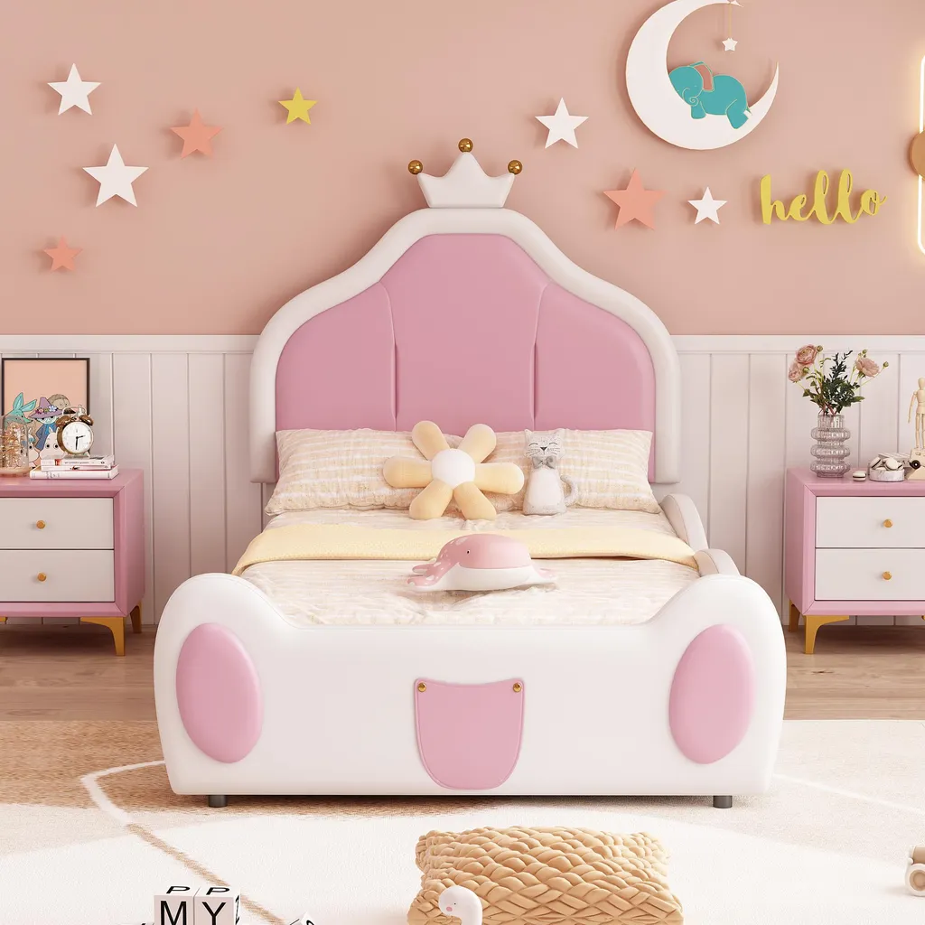 Lit simple bicolore style patchwork pour chambre d'enfant moderne