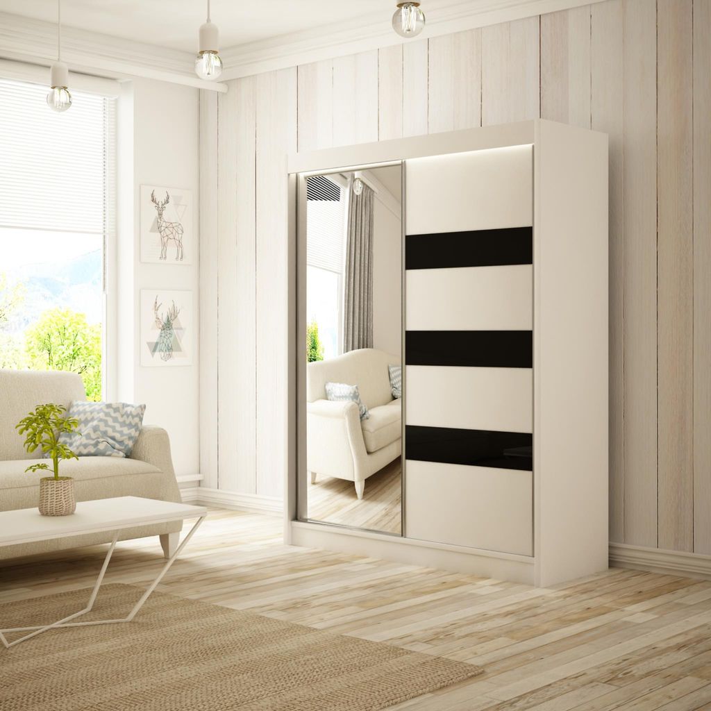 Kleiderschrank Lotus in modernes Stil 2x Schiebtüren 120 cm Produktbild 1