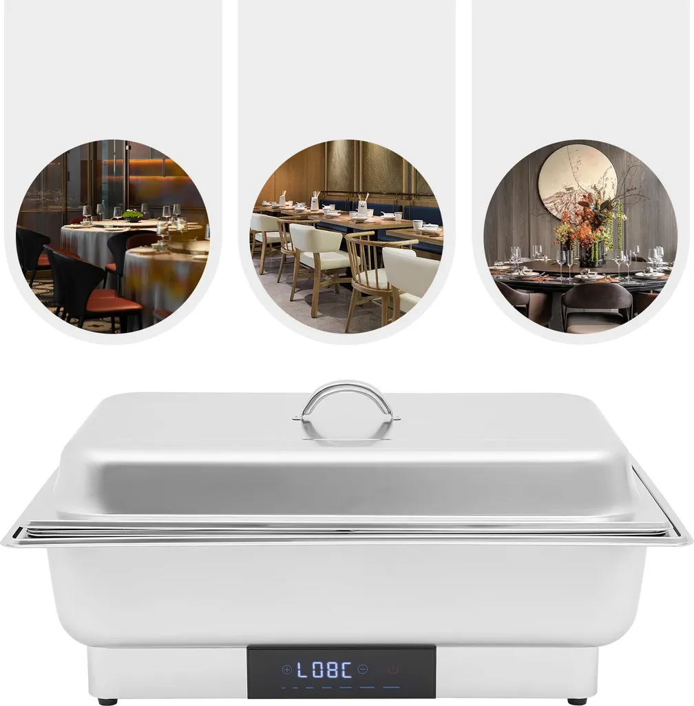 Chafing Dish électrique en acier inoxydable tactile avec bac de 9L