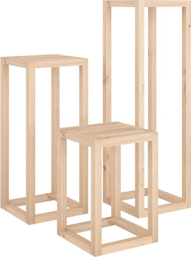 3-tlg. Pflanzenständer-Set Massivholz Kiefer