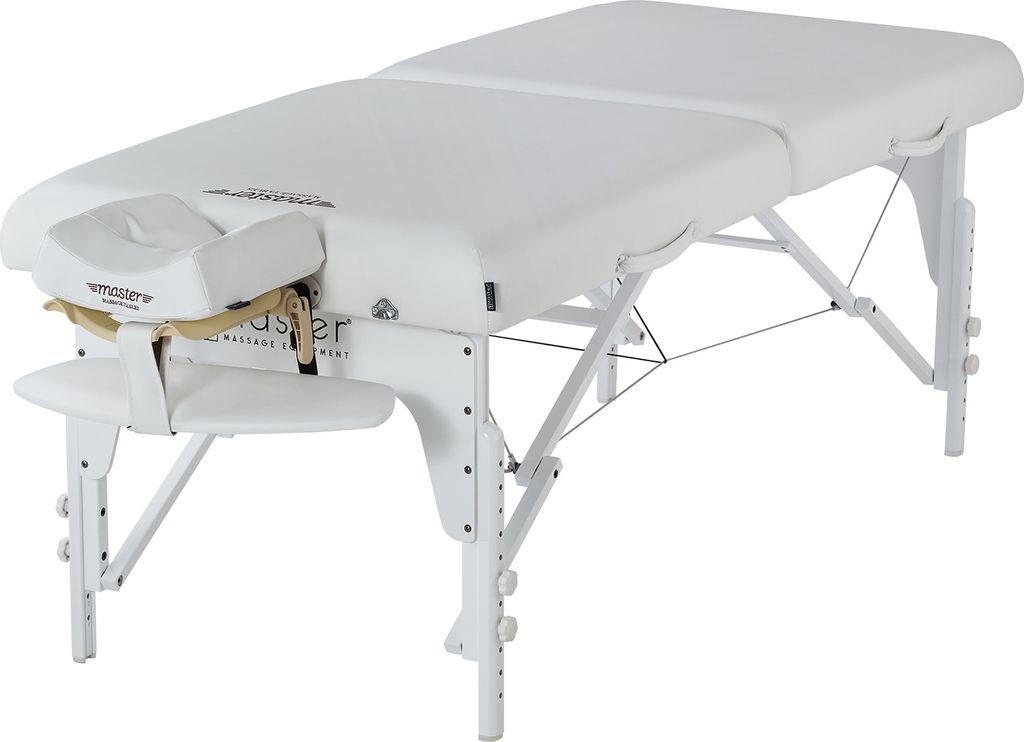 Master Massage 71cm Montclair Mobile Massageliege Paket mit Memory Foam & Klappbares Holzgestell-Weiß