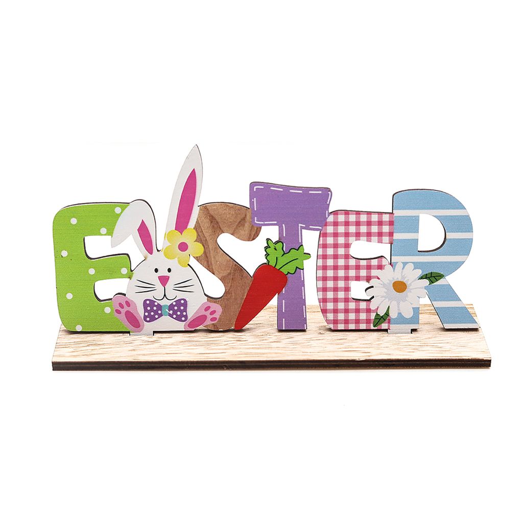 süße hölzerne Ornament abnehmbare Grater-freies Osterdekor Bunny Briefe Ornament für Festival-B