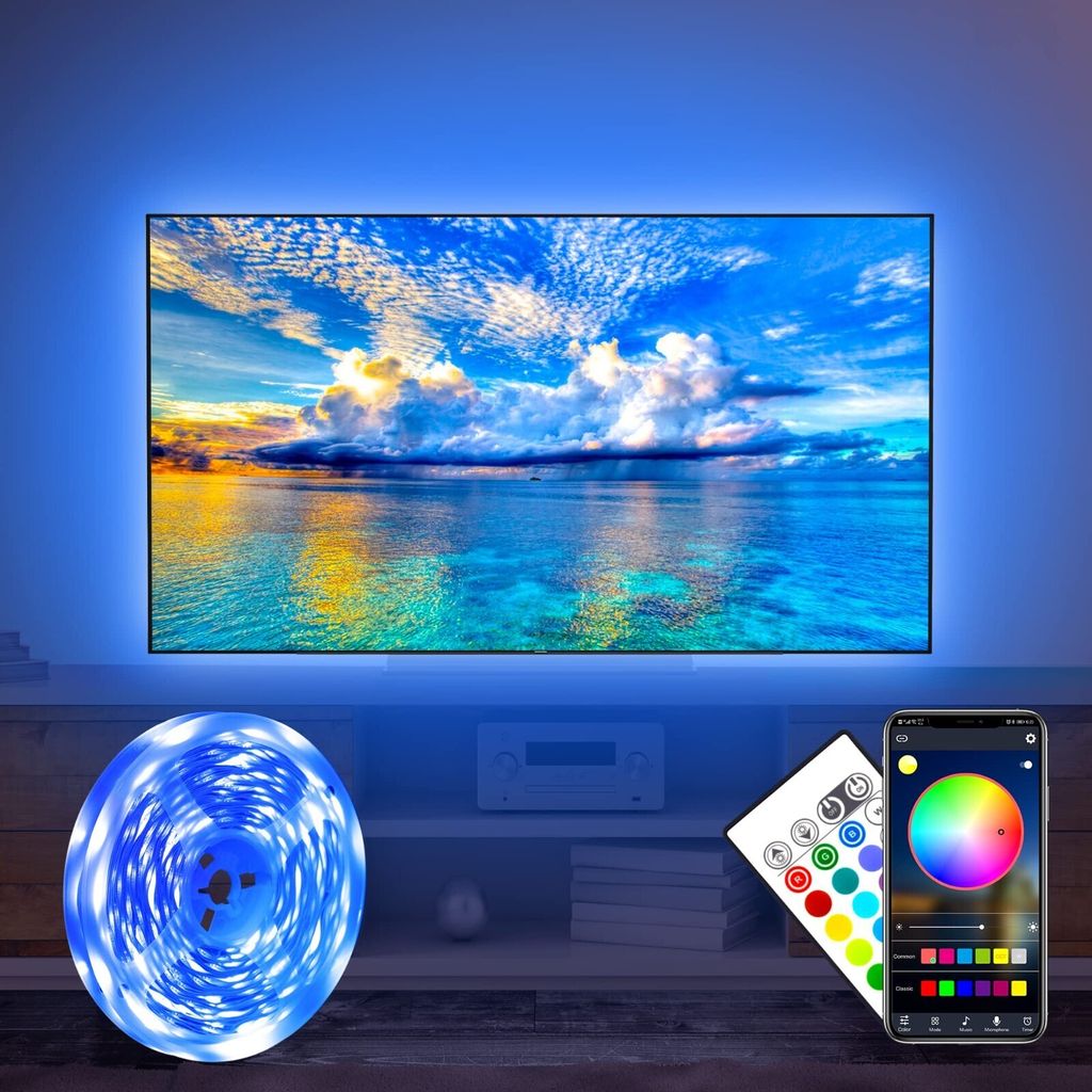 TV LED Lichter,2.5M USB Led Strip Lights mit Fernbedienung für 40-60 Zoll LED TV Hintergrundbeleuchtung RGB 5050 APP Control Sync to Music Bias Li...