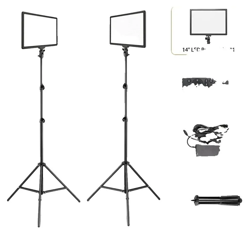 Lampe vidéo LED bicolore réglable pack de 2 avec trépied 100cm