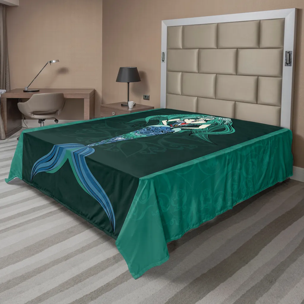 Drap de lit supérieur motif sirène mandala pour lit deux personnes XL