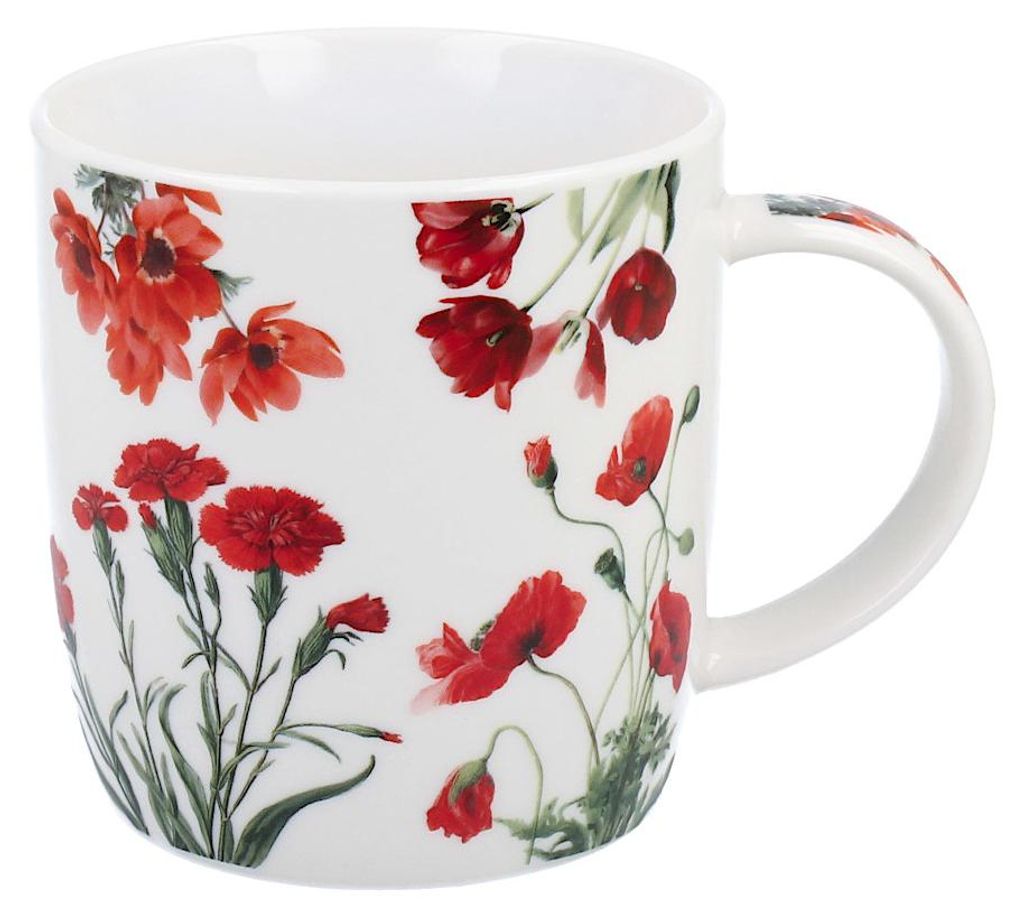 DUO Spring in bloom Becher 400 ml RED FLOWERS in dekorativer Box, New Bone China Porzellan