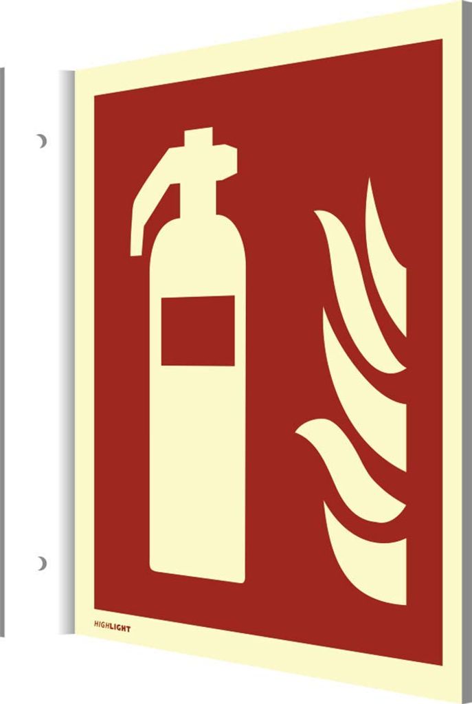 Fahnenschild Feuerlöscher HIGHLIGHT gem. ASR A1.3 DIN7010 148x148mm wetterfest