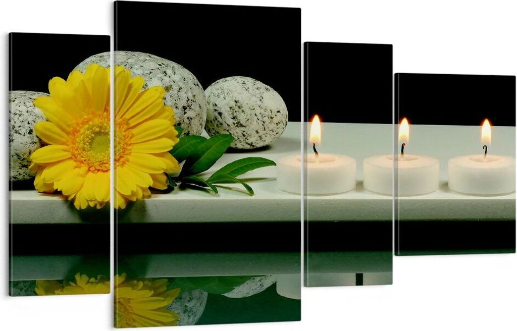Bild auf Leinwand - Leinwandbild - Spa Blume Kerze Stein - 120x70cm - Wand Bild - Wanddeko - Leinwanddruck - Bilder - Kunstdruck - Wanddekoration -...