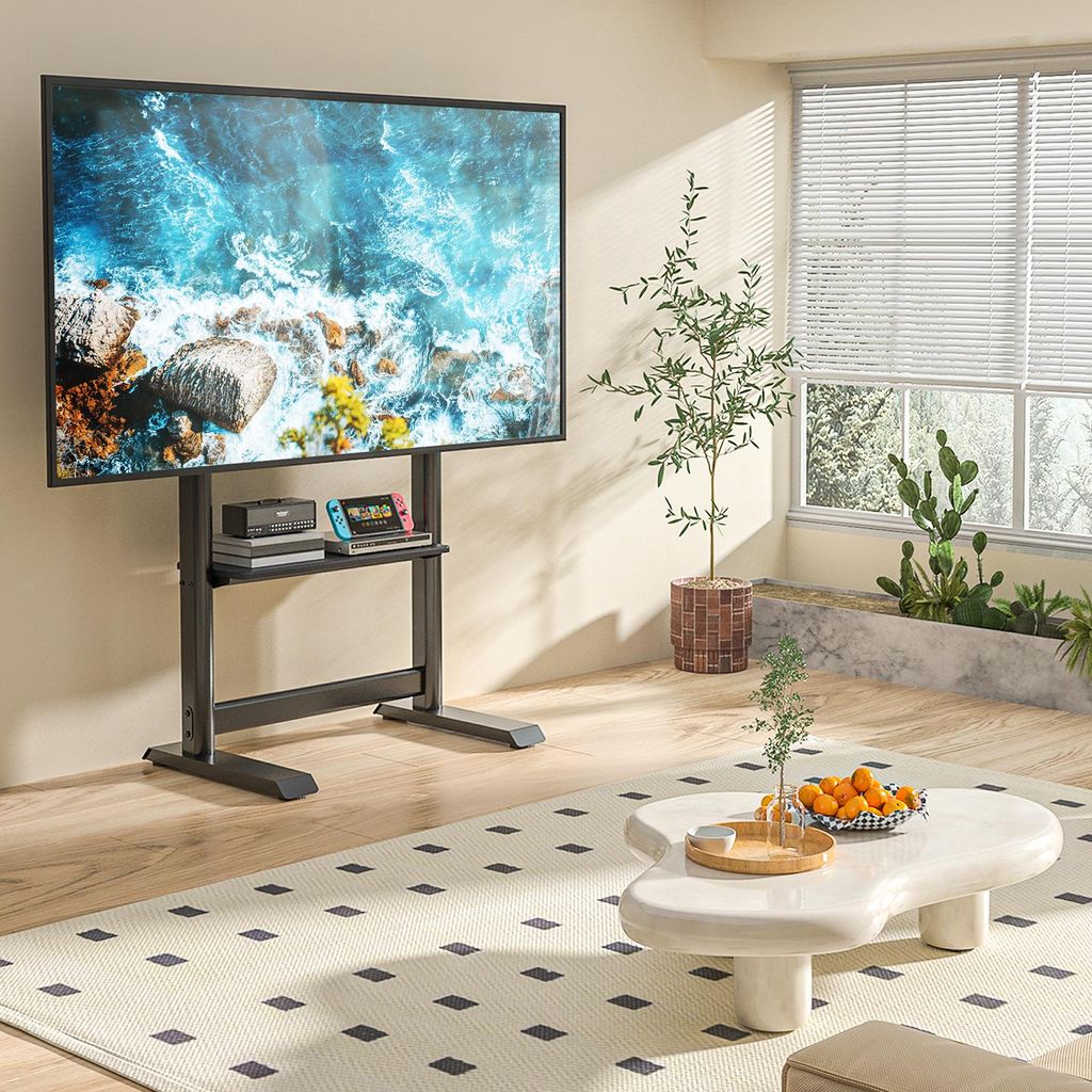 TVON TV Ständer TV Bodenständer für 60 bis 86 Zoll Fernseher bis 68kg Max. VESA 800x600mm Schwarz
