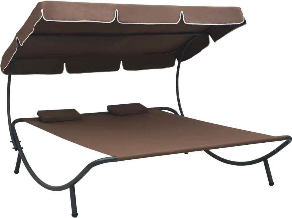Bain de soleil avec pare-soleil et coussin moelleux coloris marron