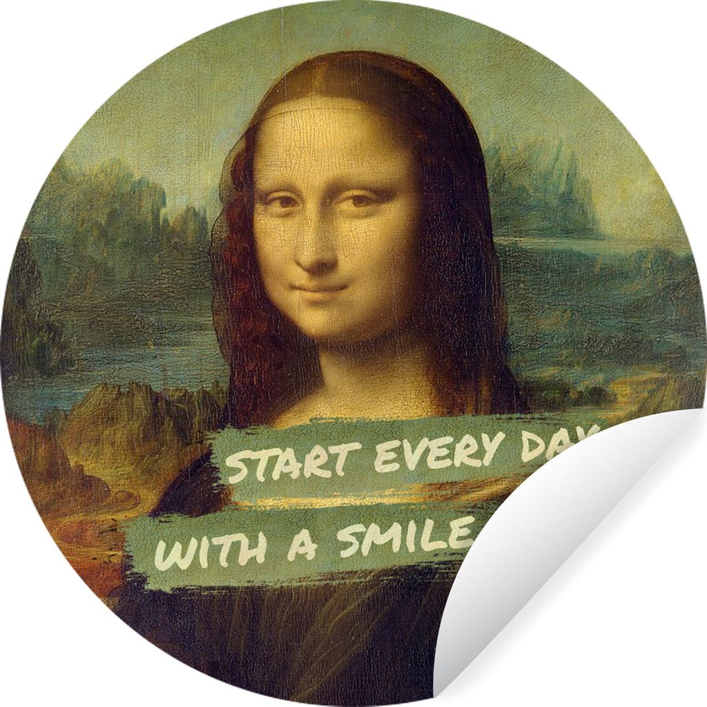 MuchoWow Runde Wandtattoo - Wandsticker Tapete Aufkleber Mona Lisa - Zitat - Da Vinci Ø 30 cm Selbstklebend und Repositionierbar - Wandaufkleber...