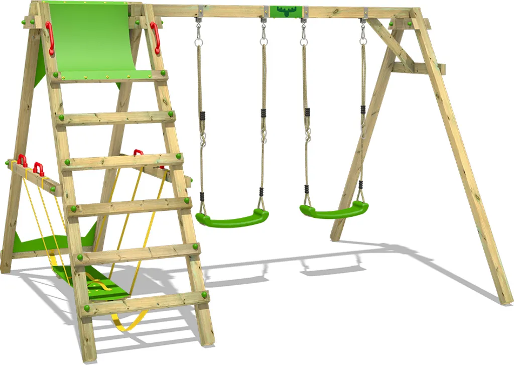 FATMOOSE JollyJade Balançoire Double avec Portique de Jeu Vert Pomme