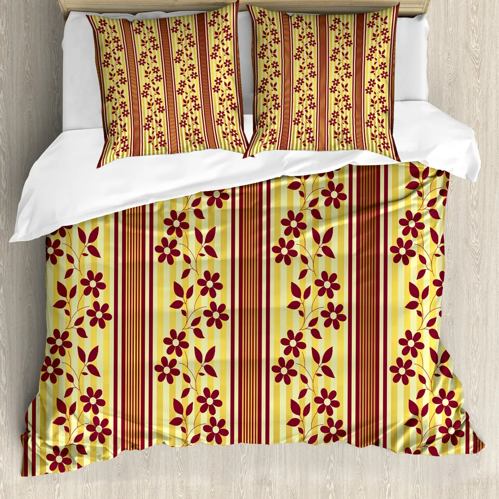 Set Copripiumino ABAKUHAUS Professionale Antiacaro 155x220 Fiori Rossi