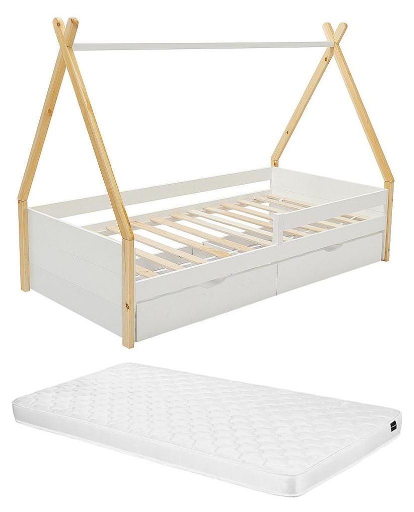 Tipi-Bett 90 x 190 cm mit Schubladen - Kiefernholz und MDF Produktbild 