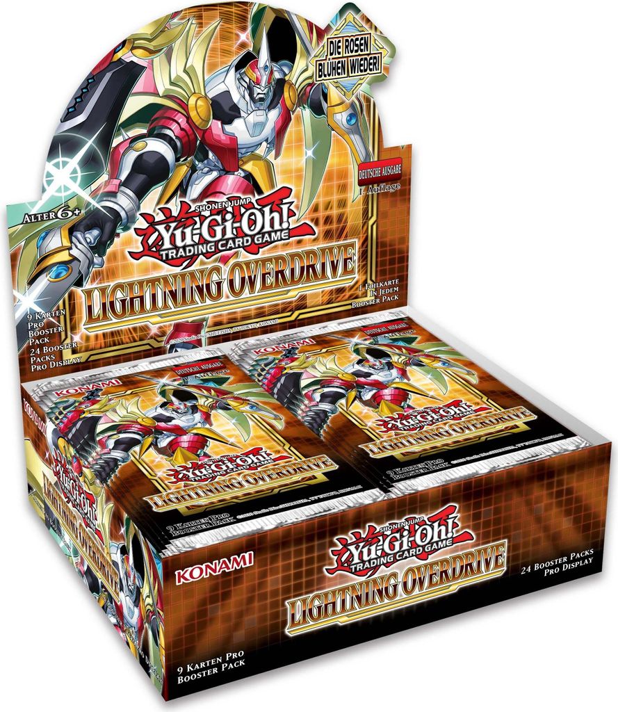 A display box of Yu-Gi-Oh! trading card game booster packs.