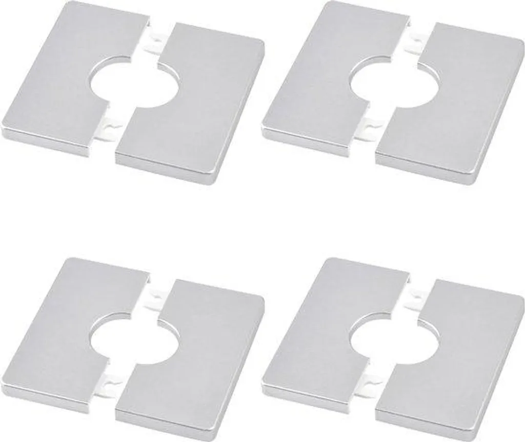 Cache-tuyau décoratif carré argenté 28mm pour finition murale - 4 pcs