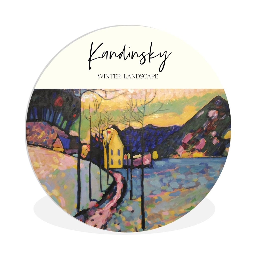 MuchoWow Rundes Wandbild - Runde Bilder Kunst - Winterlandschaft - Kandinsky Ø 90 cm Kreis Wanddekoration Kunststoff - Wandkreis - Wandschmuck -...
