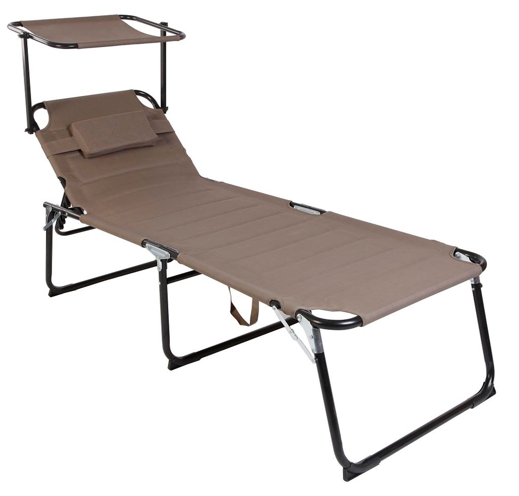 XXL Aluminium Gartenliege taupe mit Dach L200xB70cm Produktbild 