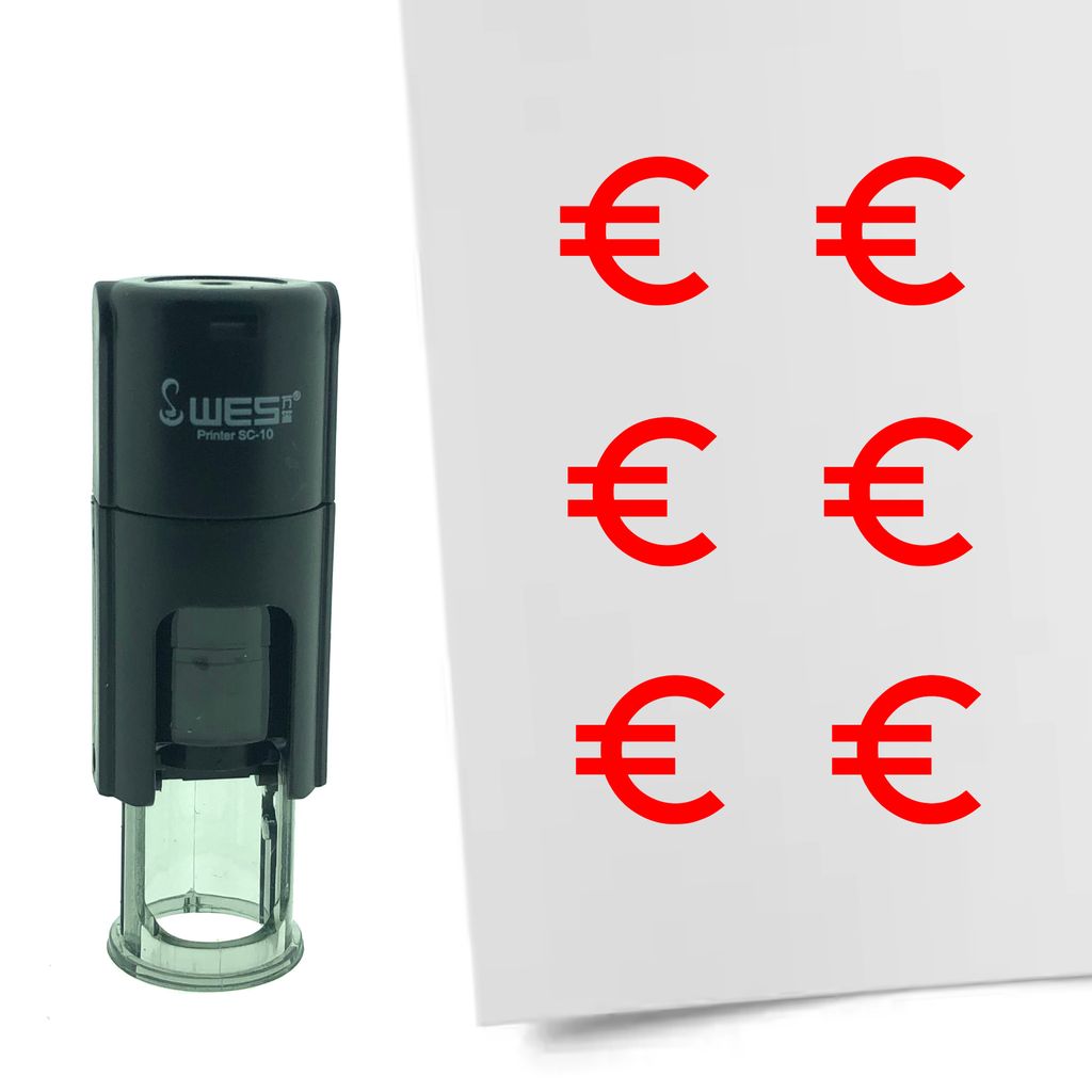 CombiCraft Selbstfärbender Stempel 'Euro-Zeichen' in der Farbe Rot, Ø10mm