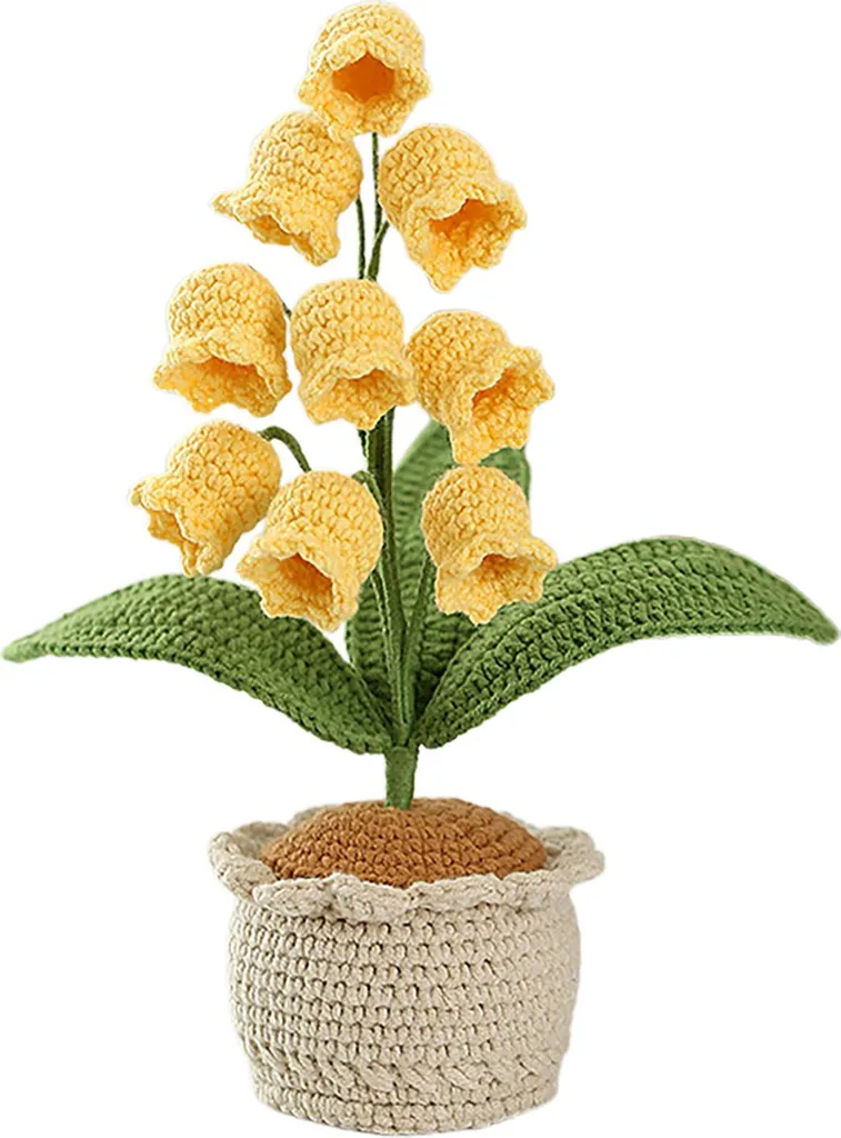 Decorazione Mughetto Giallo Uncinetto 8x20cm - Artigianato Premium