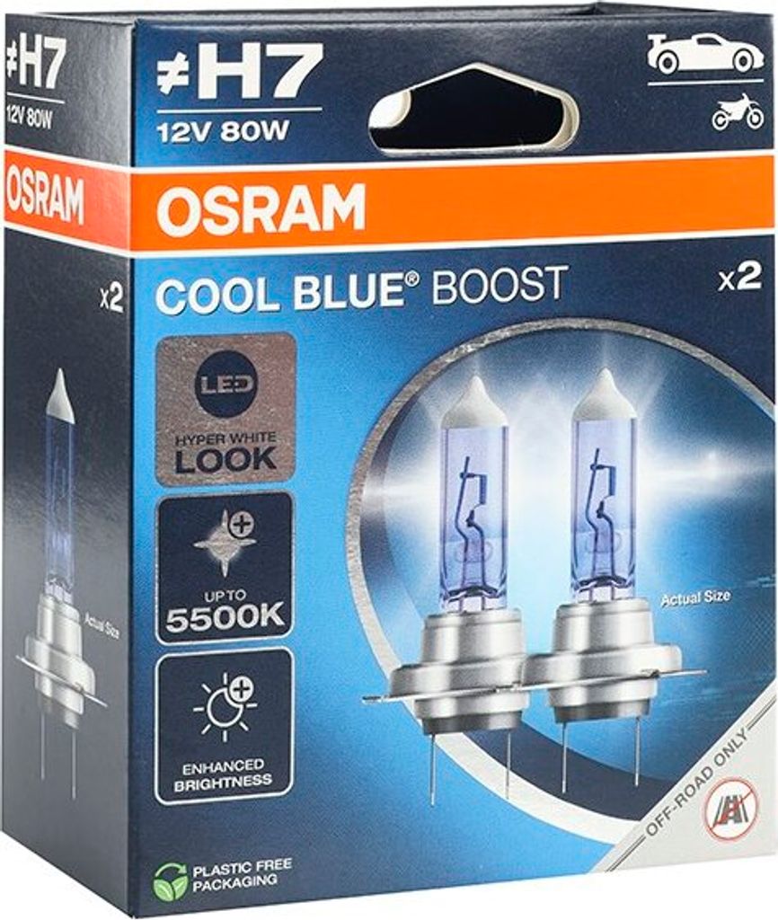 OSRAM H7 12V 80W PX26d Cool Blue Boost 5500K HyperWhite Glhlampen, 2 Stk.