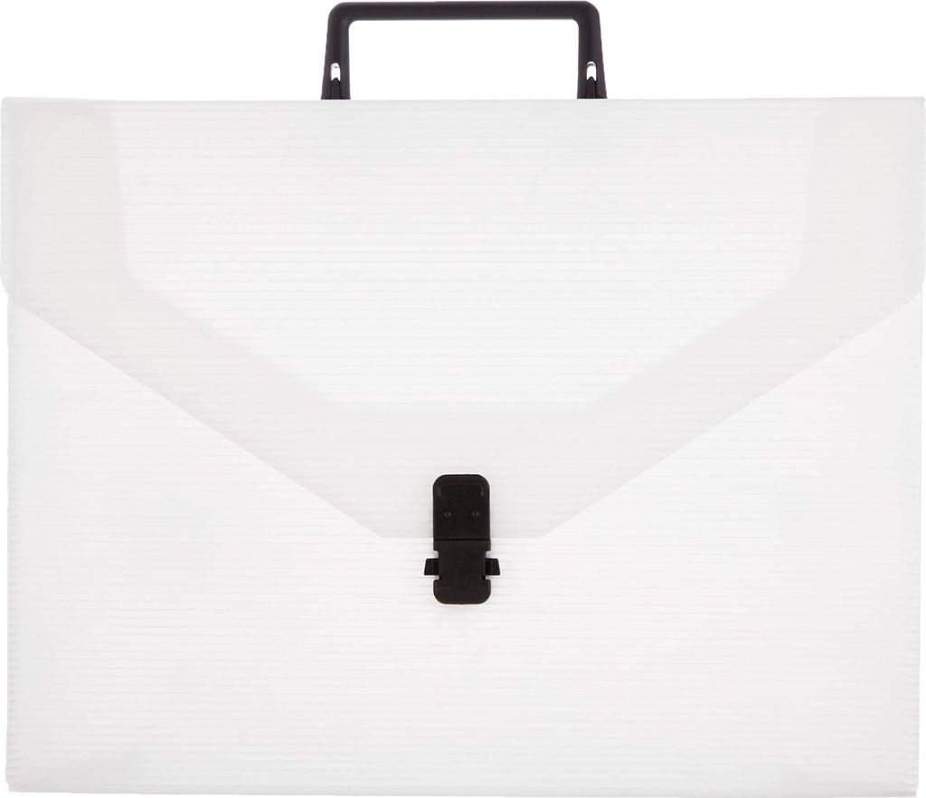 Fellowes M297 Weißer Polycart-Koffer 28x38x5 cm mit Griff und schwarzen Verschlüssen