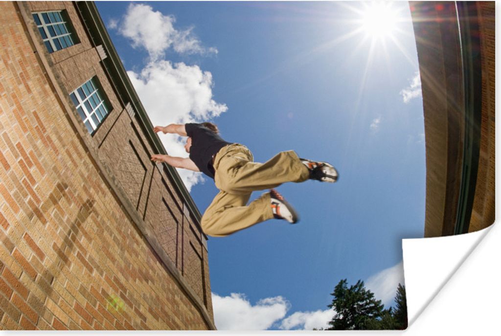 MuchoWow Poster Junger Mann übt Parkour 120x80 cm - Bilder