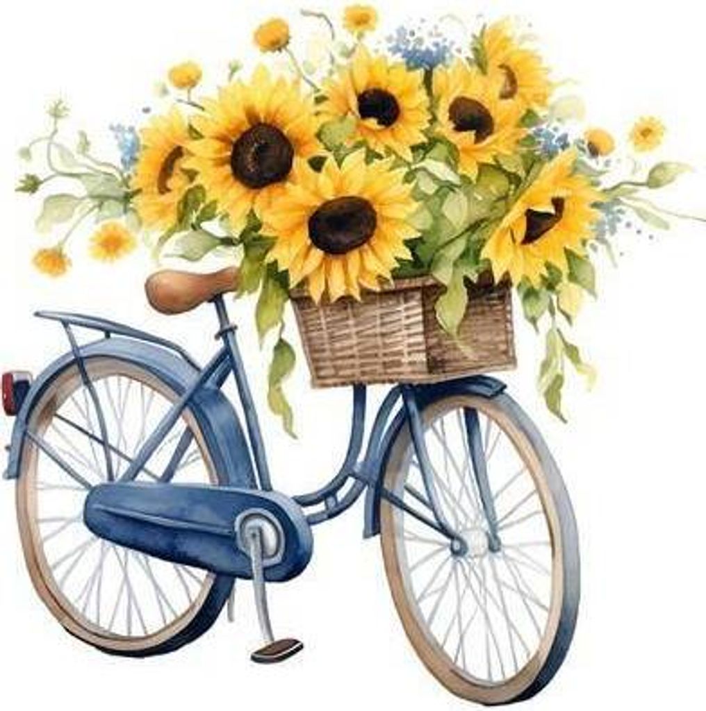 20 Servietten Ride with Sunflowers - Fahrrad mit Sonnenblumen 33x33cm