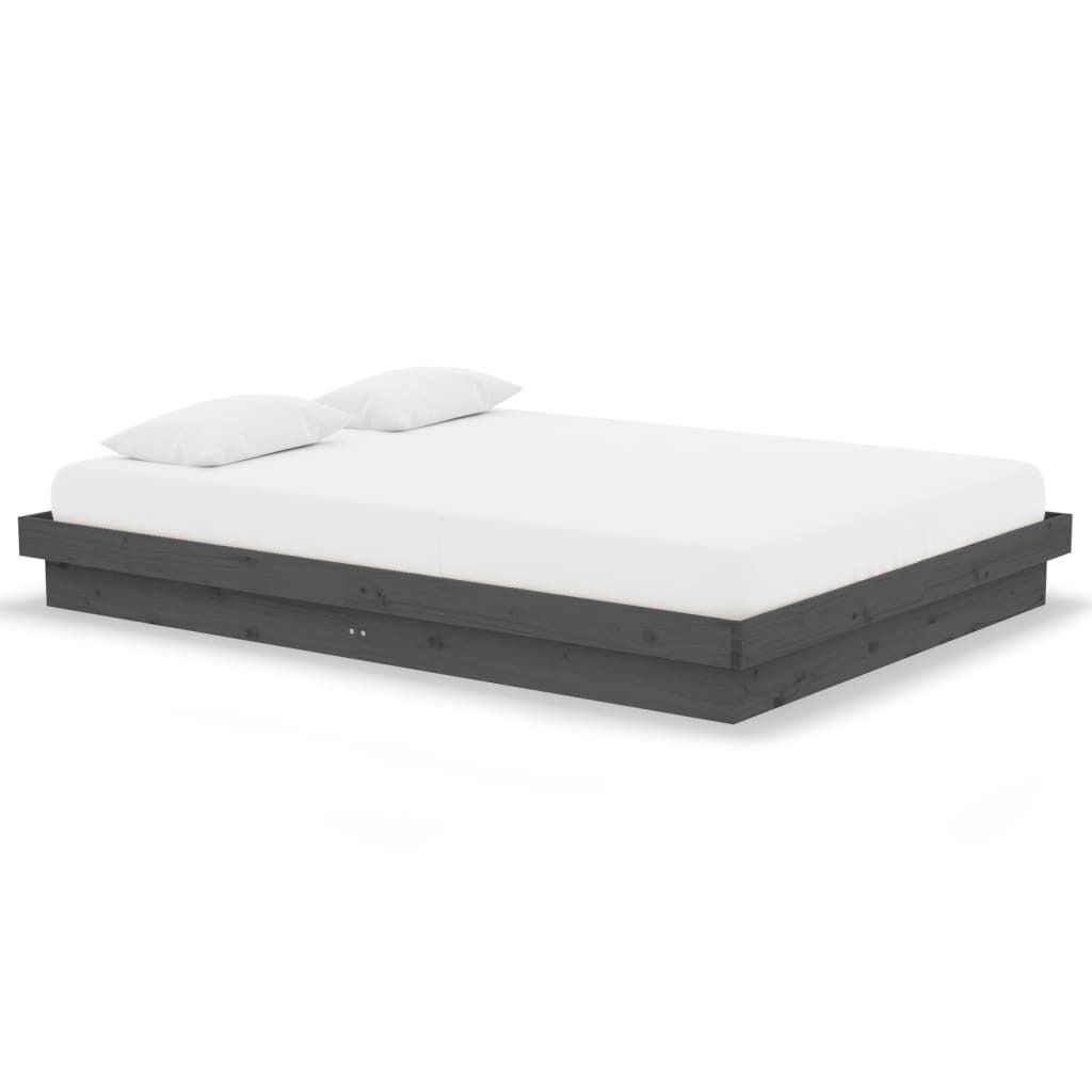 vidaXL Letto in legno massiccio grigio 135x190 cm Immagine del prodotto 