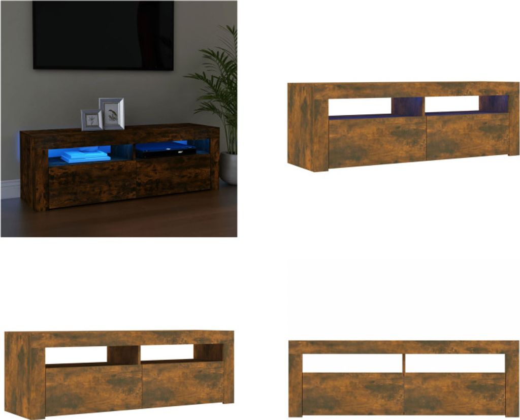 vidaXL TV Schrank mit LED Leuchten Räuchereiche 120x35x40 cm - TV-Schrank - TV-Schränke - TV-Möbel - TV-Ständer