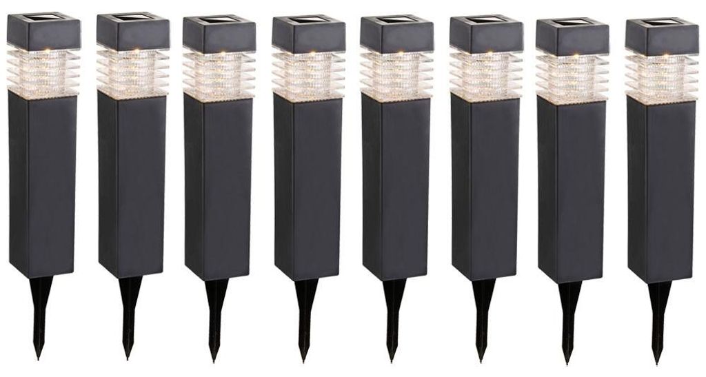 LED Solarlampen, IP44, grau, H 38,5cm, 8er Set Produktbild 